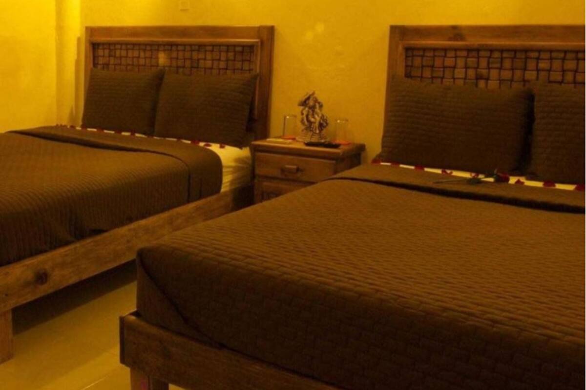 Standard Room, 2 Double Beds, Non Smoking | Blackout curtains, iron/ironing board, free WiFi, bed sheets