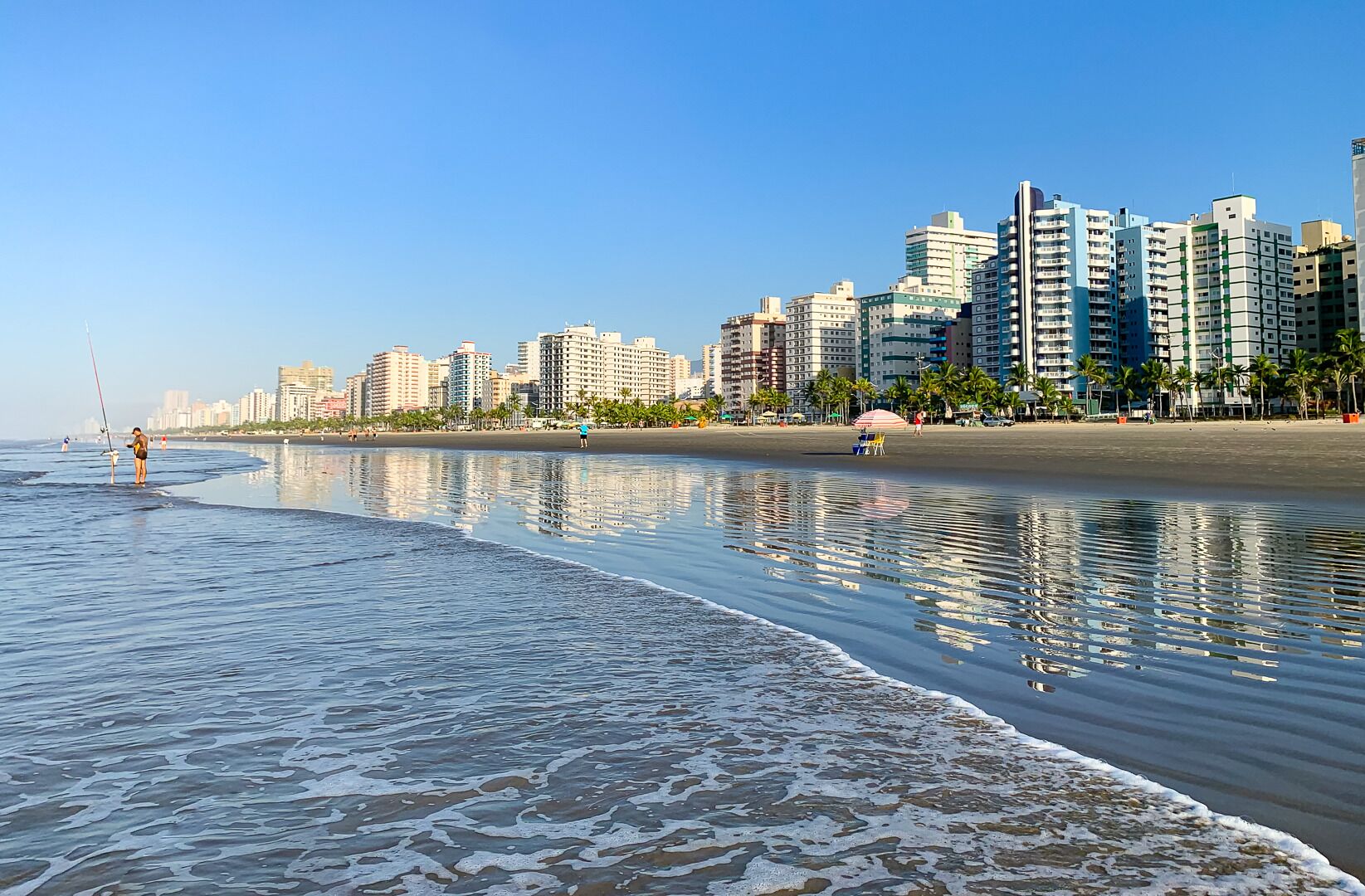 On the beach, sun-loungers