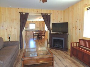 TV, fireplace