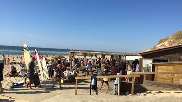 Beach nearby, sun loungers