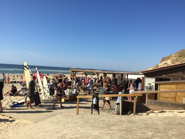 Beach nearby, sun loungers