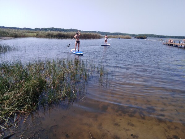 A calm water body with people paddleboarding. - Maisonette classified ***, in the heart of the greenery, between ocean and Landes forest (Saint-Julien-En-Born)