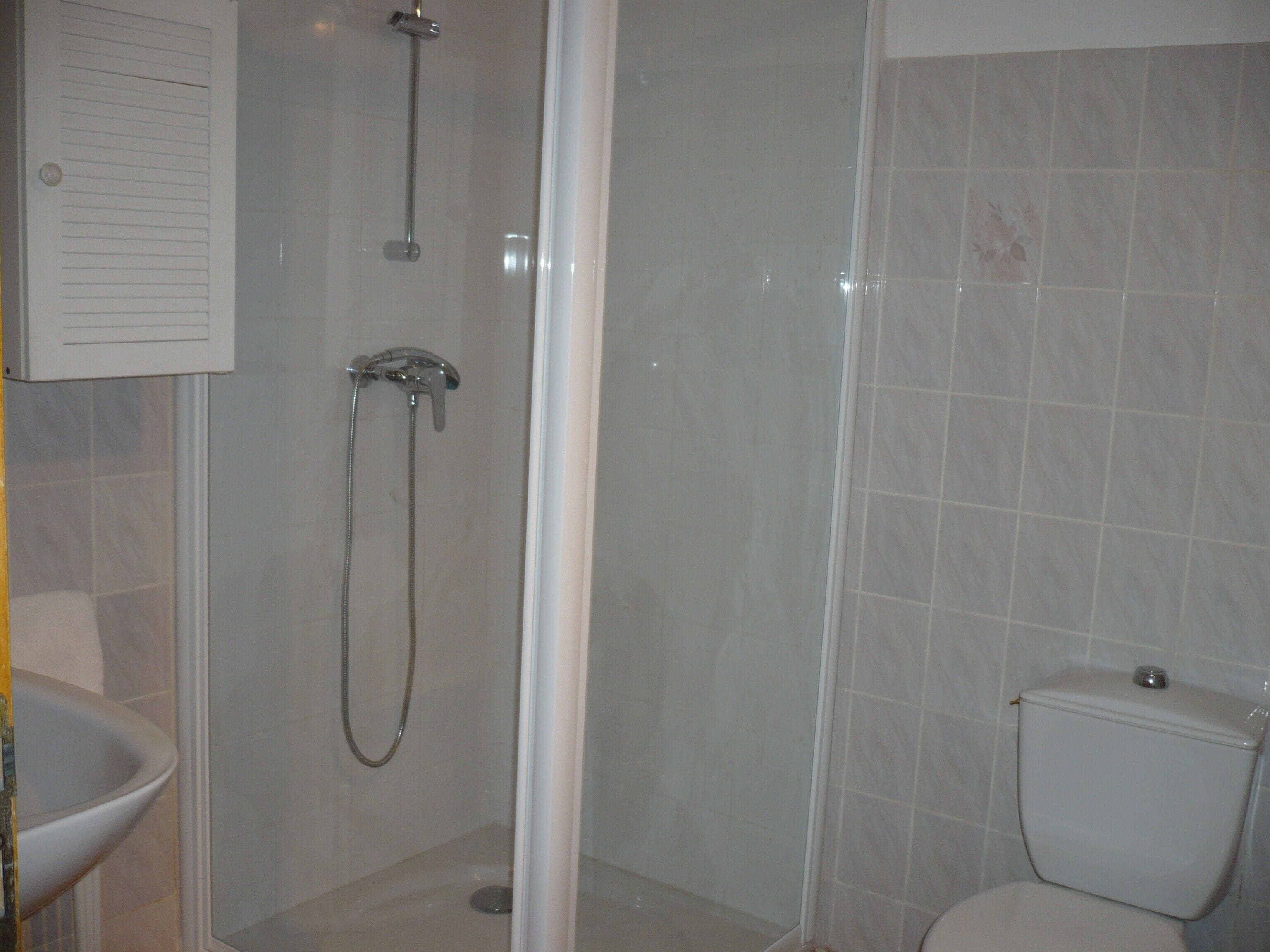 Hair dryer, towels, toilet paper
