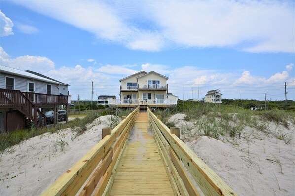 Exterior - Oceanfront 4BR duplex in North Topsail Beach, sleeps 10, dog-friendly. (North Topsail Beach)
