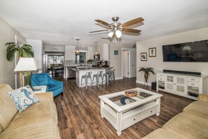 Smart TV, foosball, toys, books