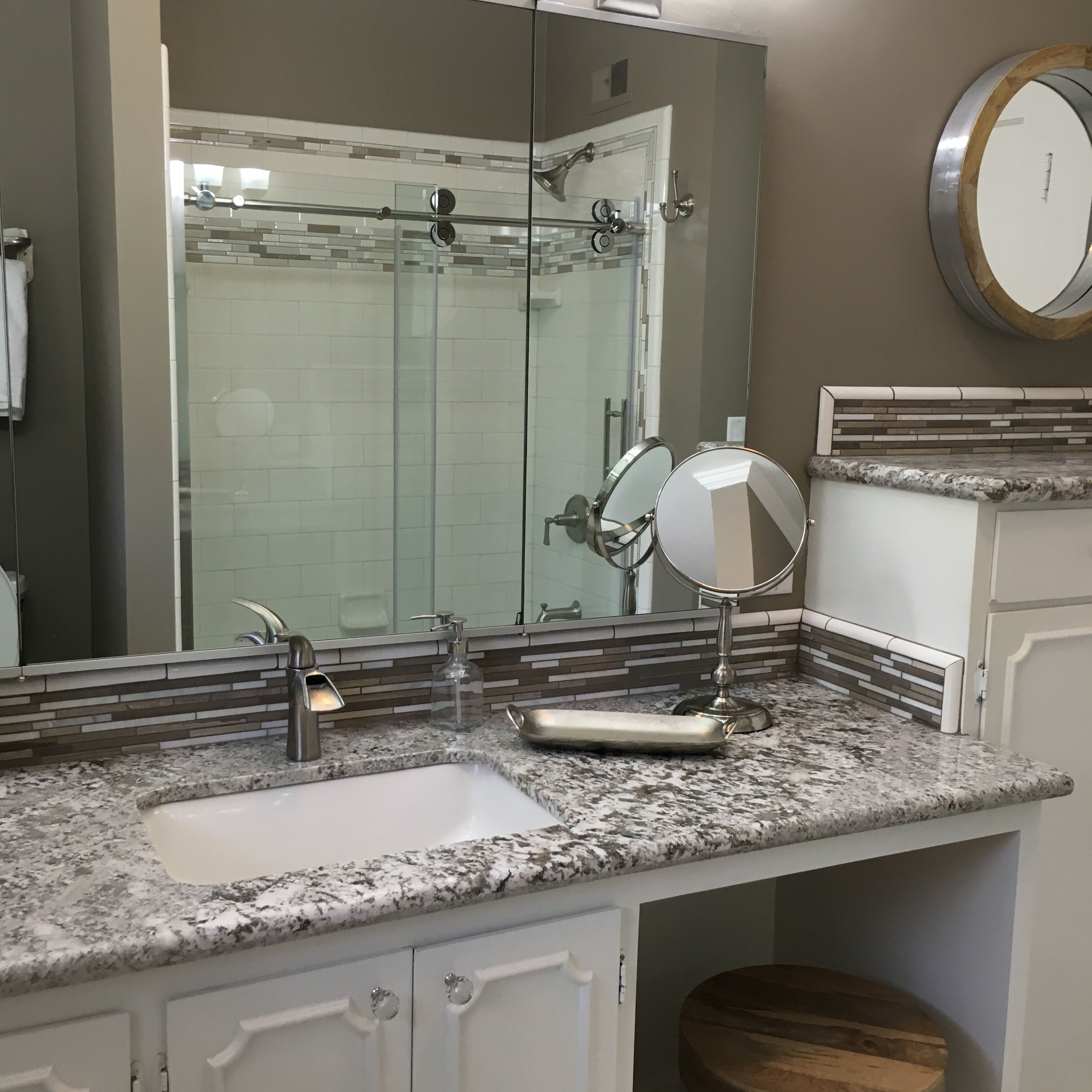 Combined shower/tub, hair dryer, towels, soap