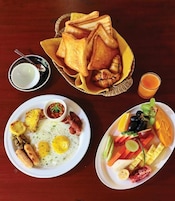 Breakfast, lunch and dinner served