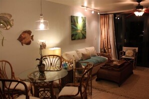 Flat-screen TV, DVD player