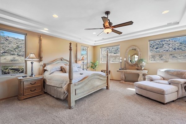 Master bedroom with king bed and views!