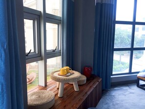 Blackout curtains, free WiFi, bed sheets