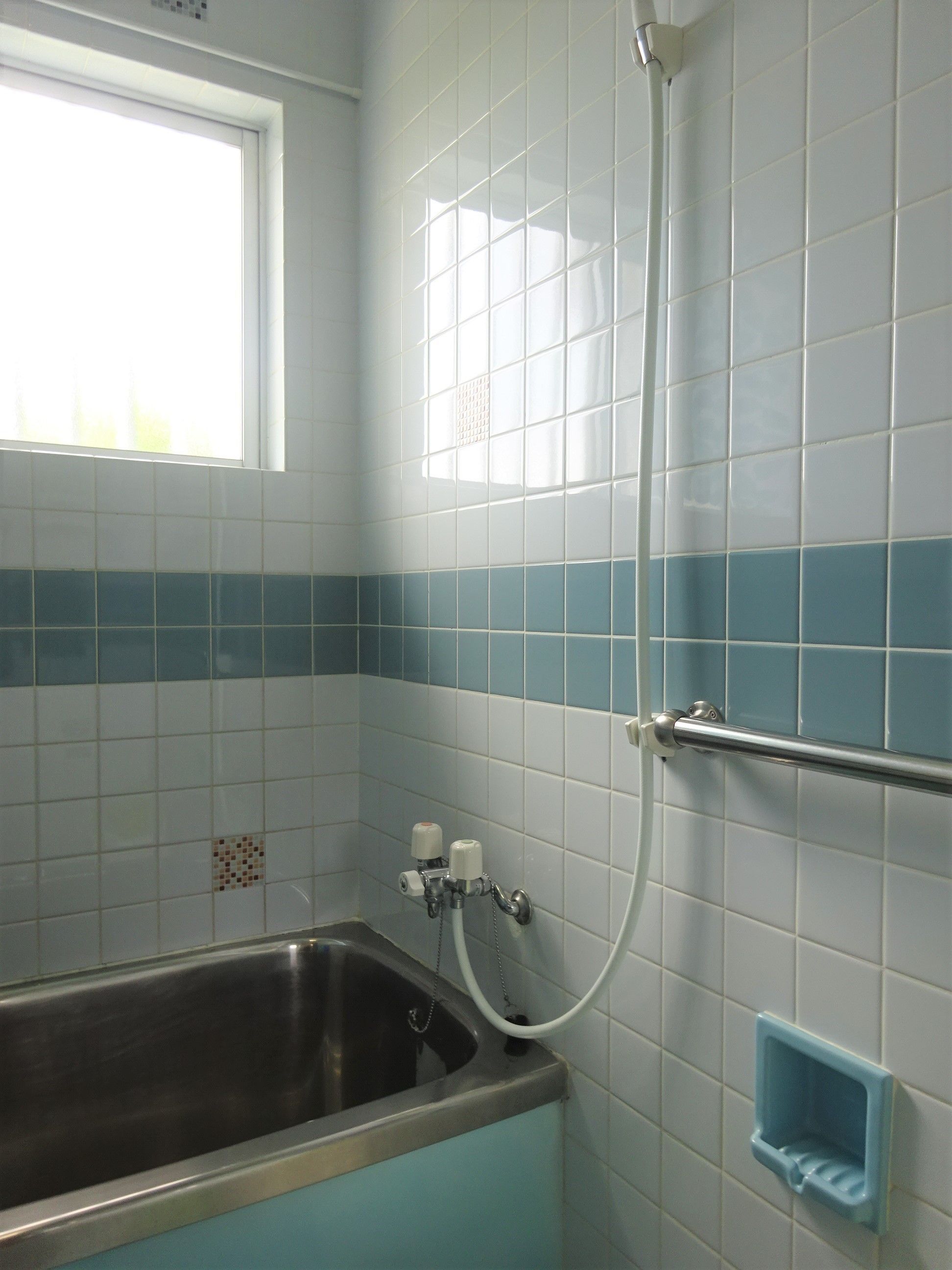 A bathroom with a bathtub, a shower, and a window.