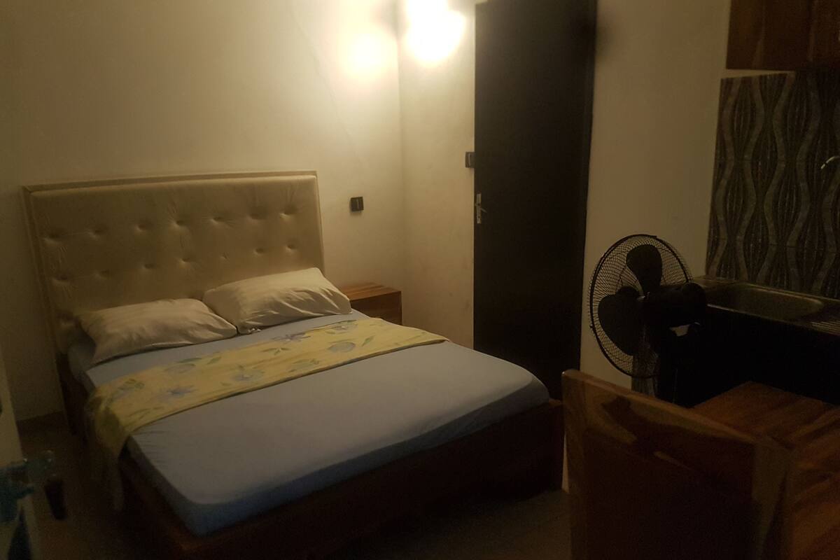 Blackout curtains, iron/ironing board, free WiFi, bed sheets