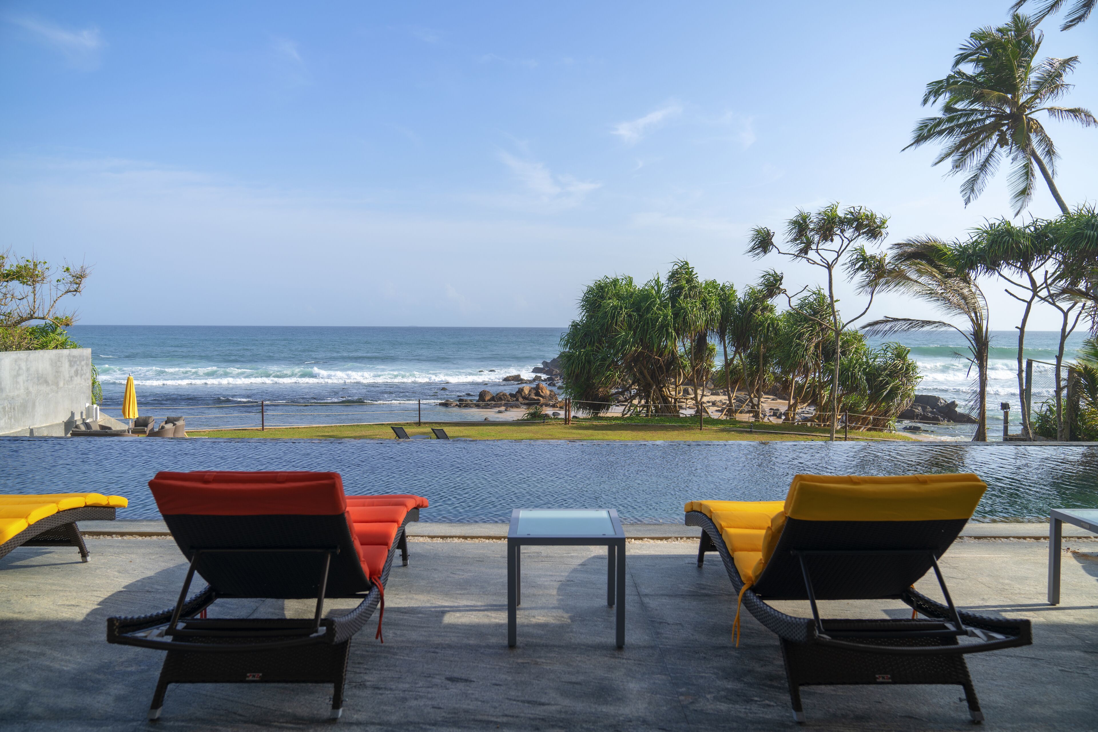 Outdoor pool, sun loungers