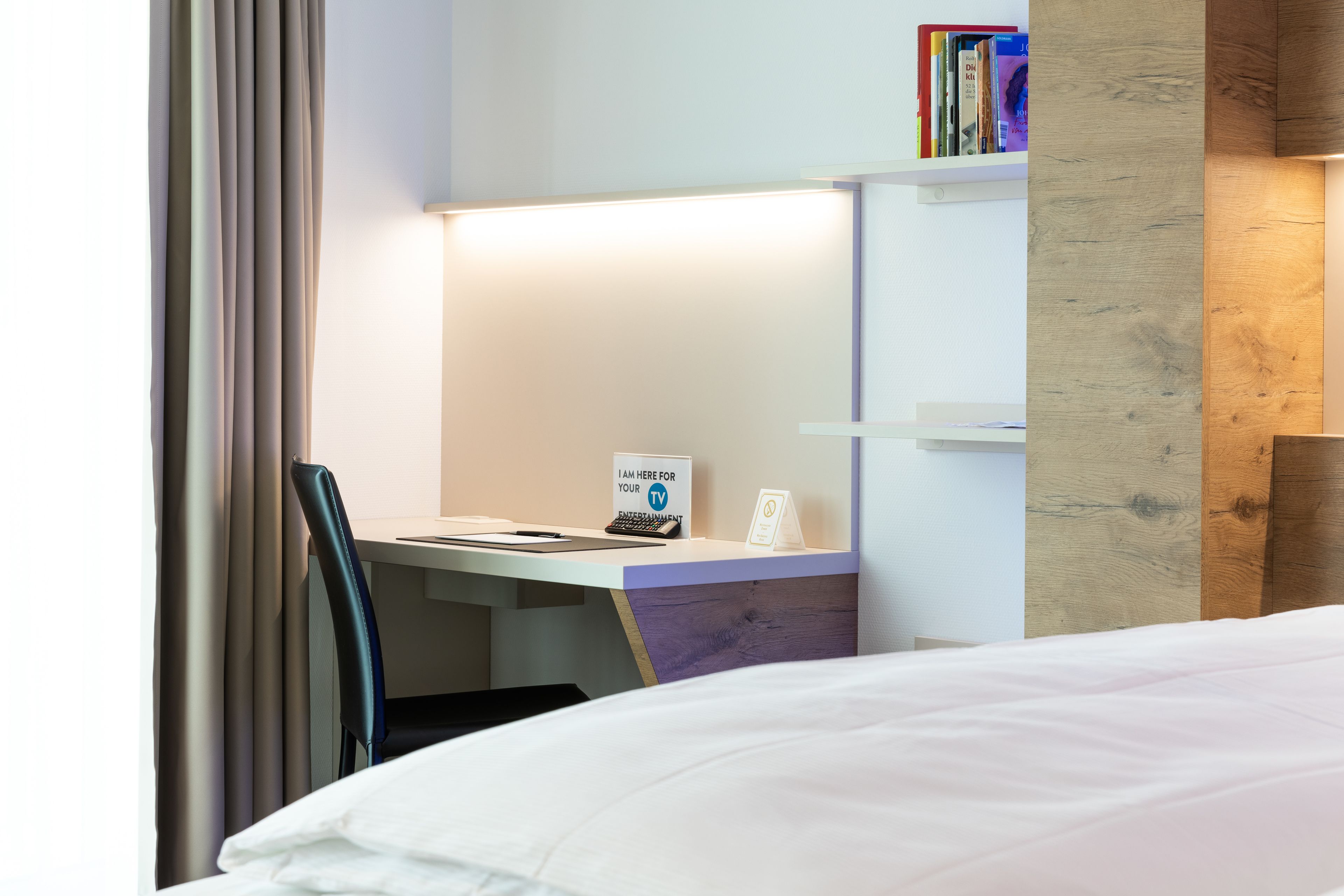 family triple room | desk, laptop workspace, blackout curtains, soundproofing