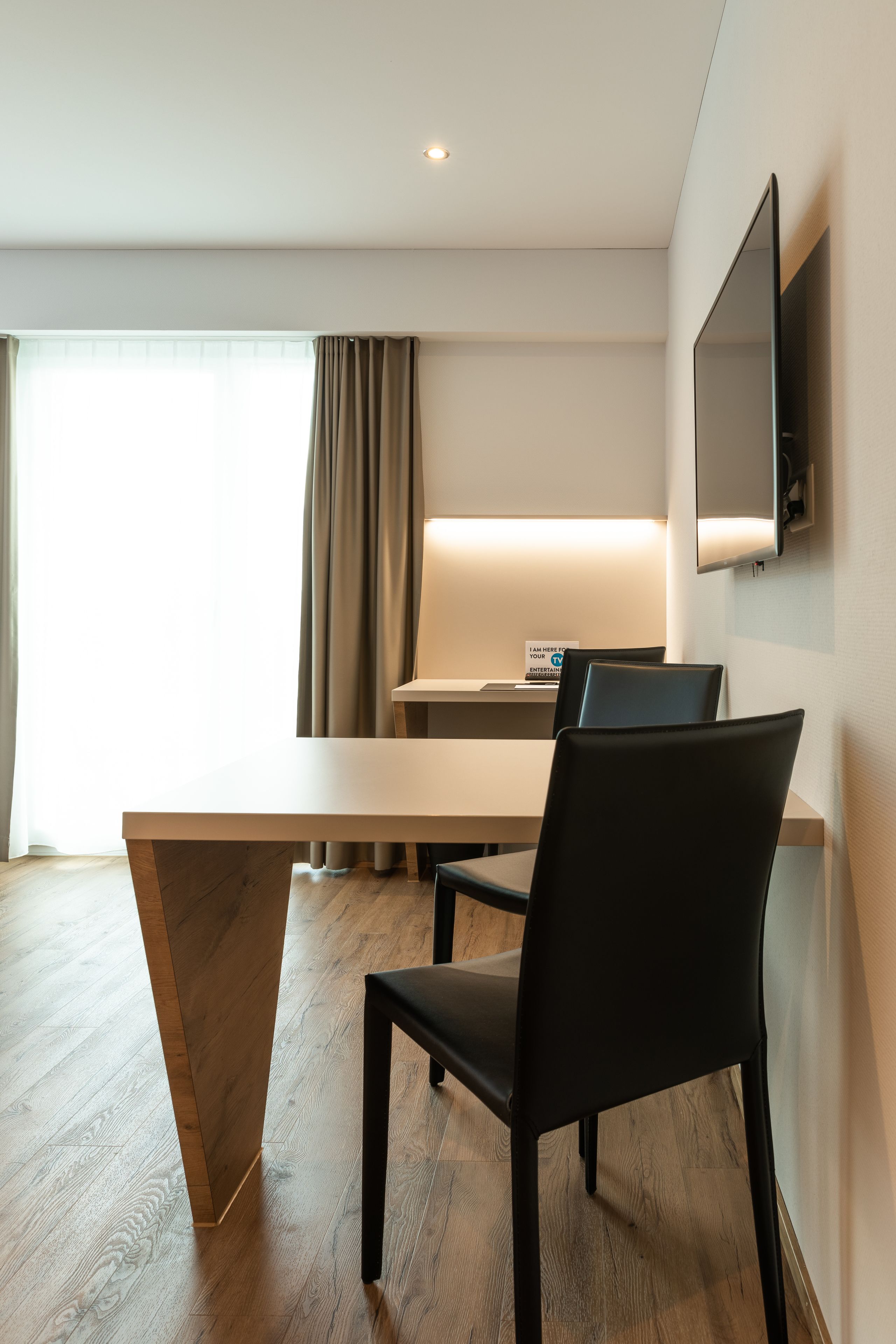 business double or twin room | desk, laptop workspace, blackout curtains, soundproofing