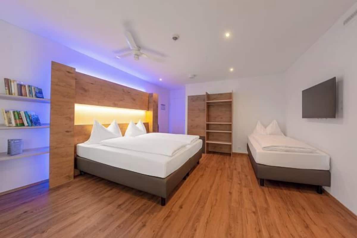 1 bedroom, desk, laptop workspace, blackout curtains