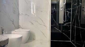 Free toiletries, hair dryer, bathrobes, bidet