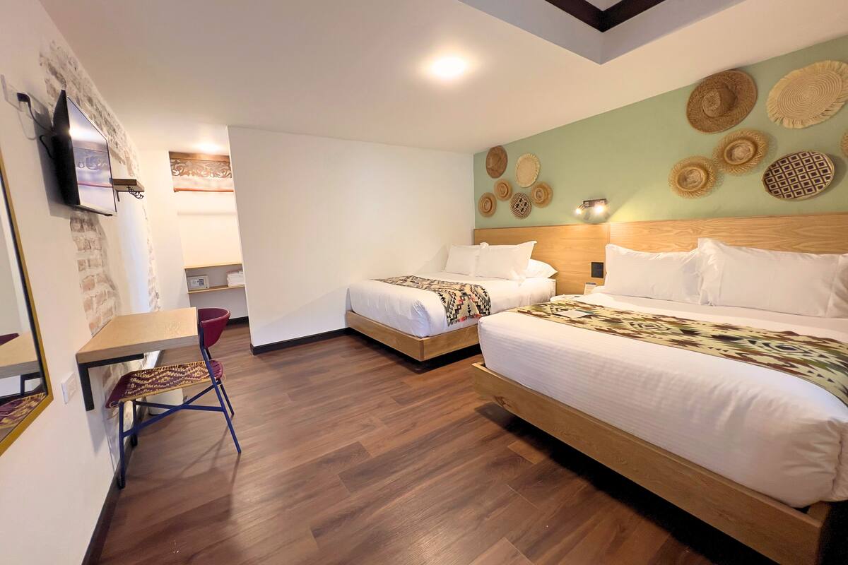 Down duvets, desk, iron/ironing board (on request), free WiFi