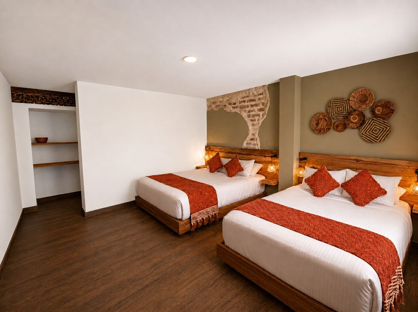 Standard Quadruple Room, Courtyard View | Down duvets, individually decorated, desk, iron/ironing board