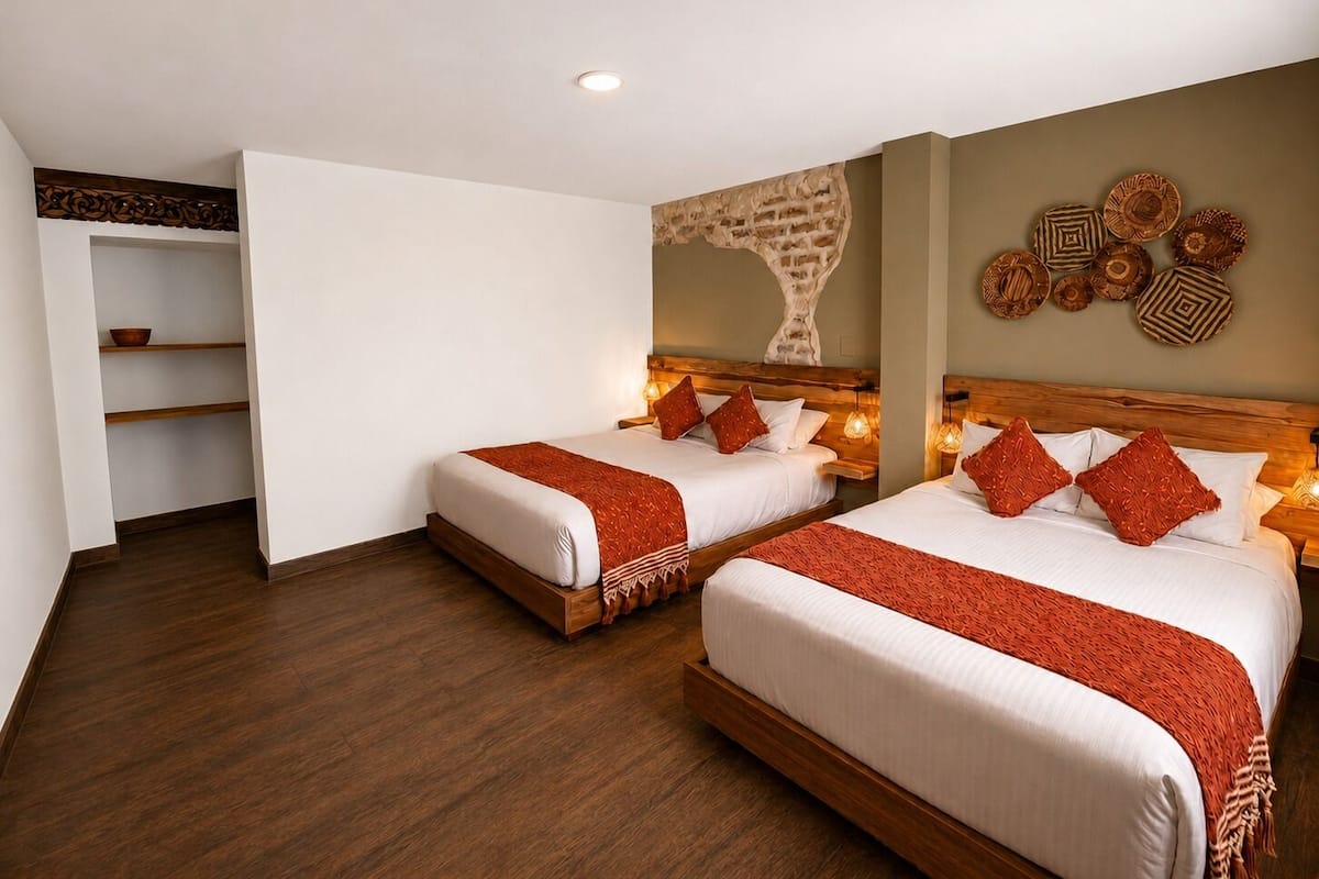 Standard Quadruple Room, Courtyard View | Down comforters, individually decorated, desk, iron/ironing board