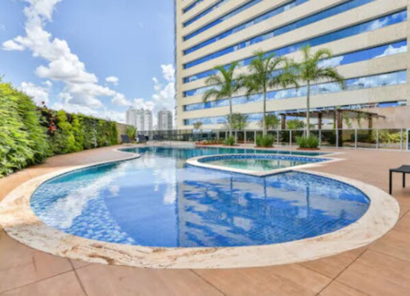 Outdoor pool, sun loungers