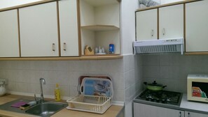 Fridge, microwave, oven, dishwasher