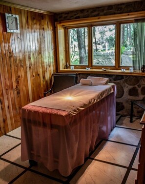 Steam room, deep-tissue massages, massages