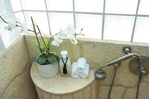 Dusche, Haartrockner, Handtücher