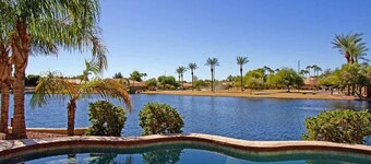 Lakefront w/ Sunsets & Private Heated Pool | Golf | BBQ