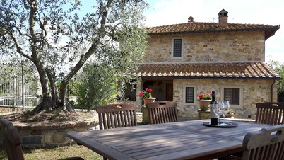 Your panoramic house in Tuscany between vineyards and olive groves.