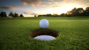 A golf ball on a hole in a well-manicured green. - Skiing, Mt Biking, Climbing, Hiking, Boating, Swimming, ATV Trails. (Bountiful)