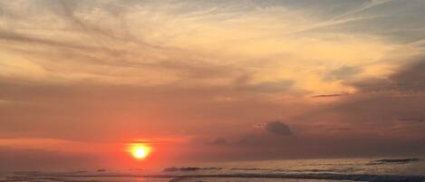 Beach nearby, sun loungers