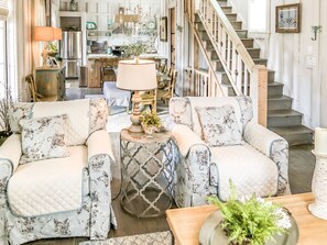 Smart TV, DVD player, books, video library