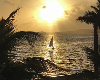Private beachfront condo with beautiful views of the ocean.