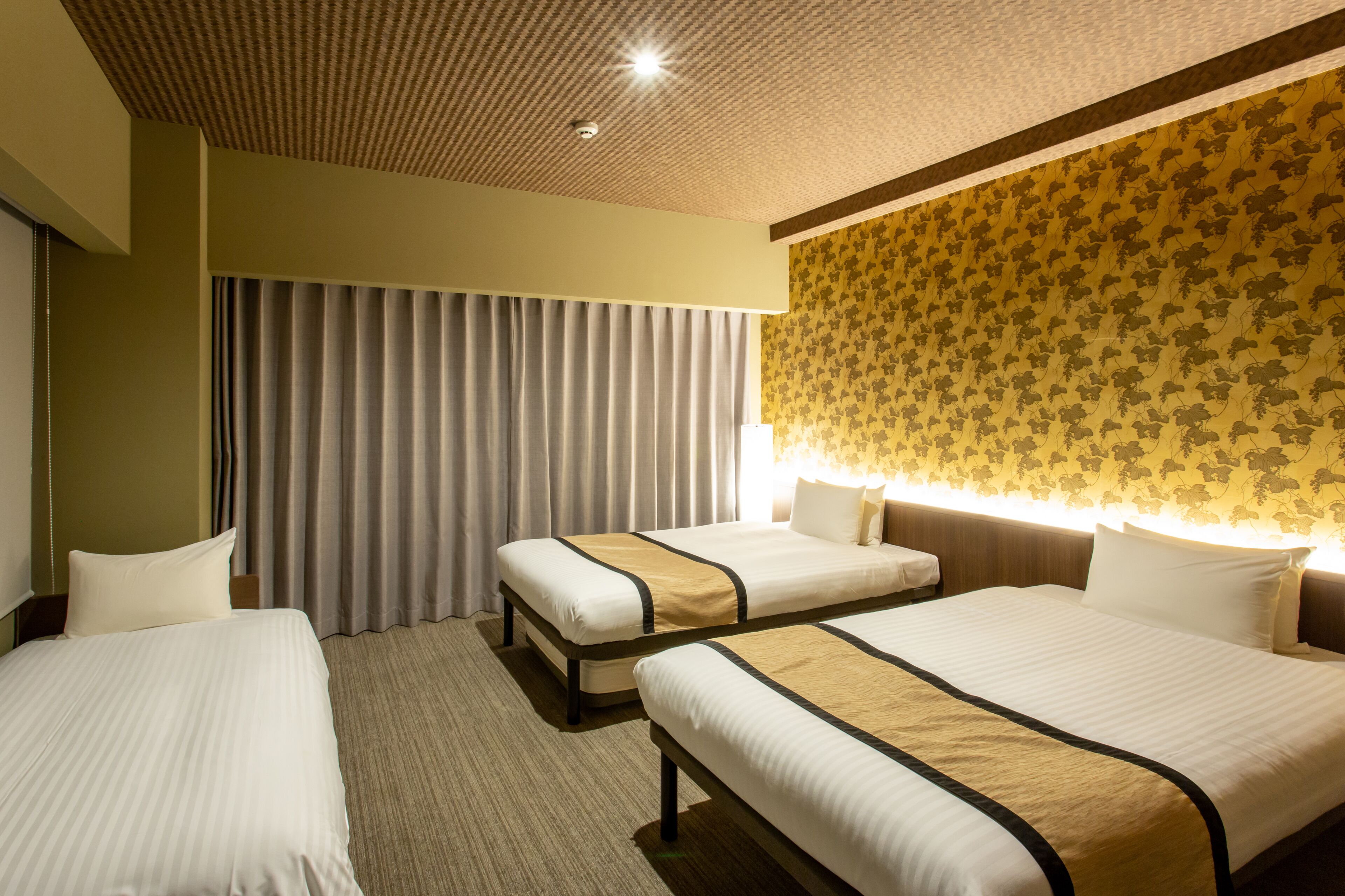 desk, laptop workspace, blackout curtains, iron/ironing board