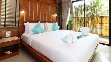Villa, 1 habitación | Ropa de cama de alta calidad, minibar, caja fuerte y escritorio
