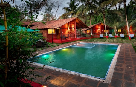 Outdoor pool, sun loungers