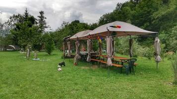 Outdoor banquet area