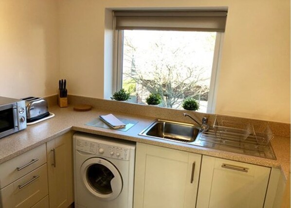 Leilighet, 1 soverom | Eget kjøkken | Kjøleskap, mikrobølgeovn, ovn og kokeplater