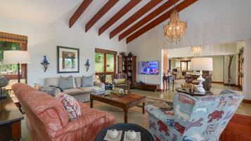 Luxury Villa, 4 Bedrooms | Living area | TV, fireplace, table tennis