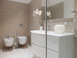 Ducha, artículos de tocador gratuitos, secador de pelo, bidet