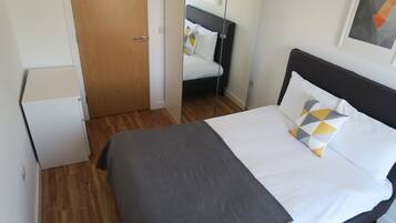 Down duvets, blackout curtains, iron/ironing board, cots/infant beds