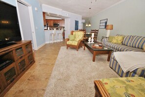 Apartment | Living area | TV - Oceanwalk 18-406 Apartment 2 (New Smyrna Beach)