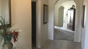 Individually decorated, individually furnished, desk, iron/ironing board