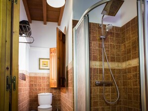 Douche, sèche-cheveux, serviettes fournies, papier toilette