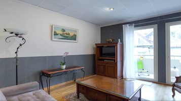 Fernseher, DVD-Player, Bücher, Videothek