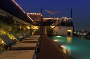 Outdoor pool, open 8 AM to 8 PM, sun loungers
