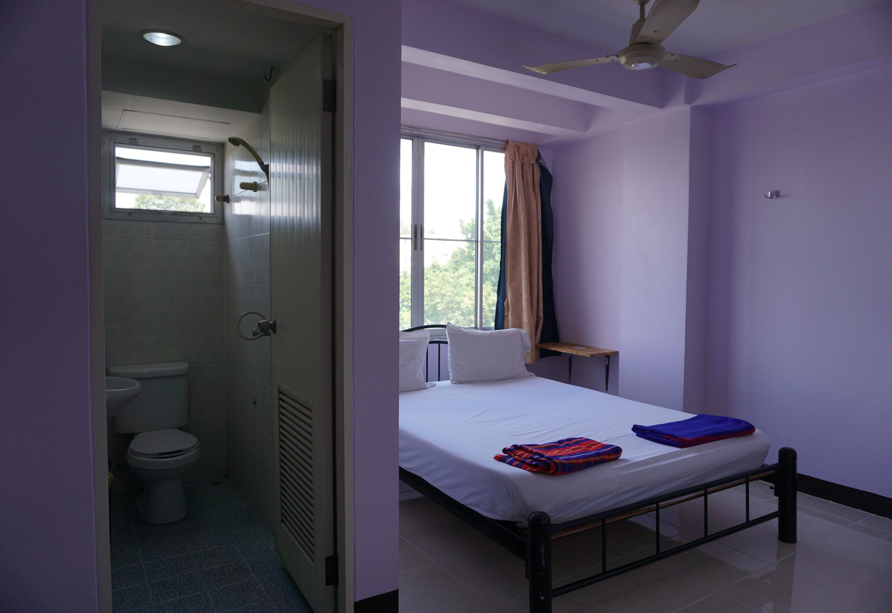 double room with fan | view from room