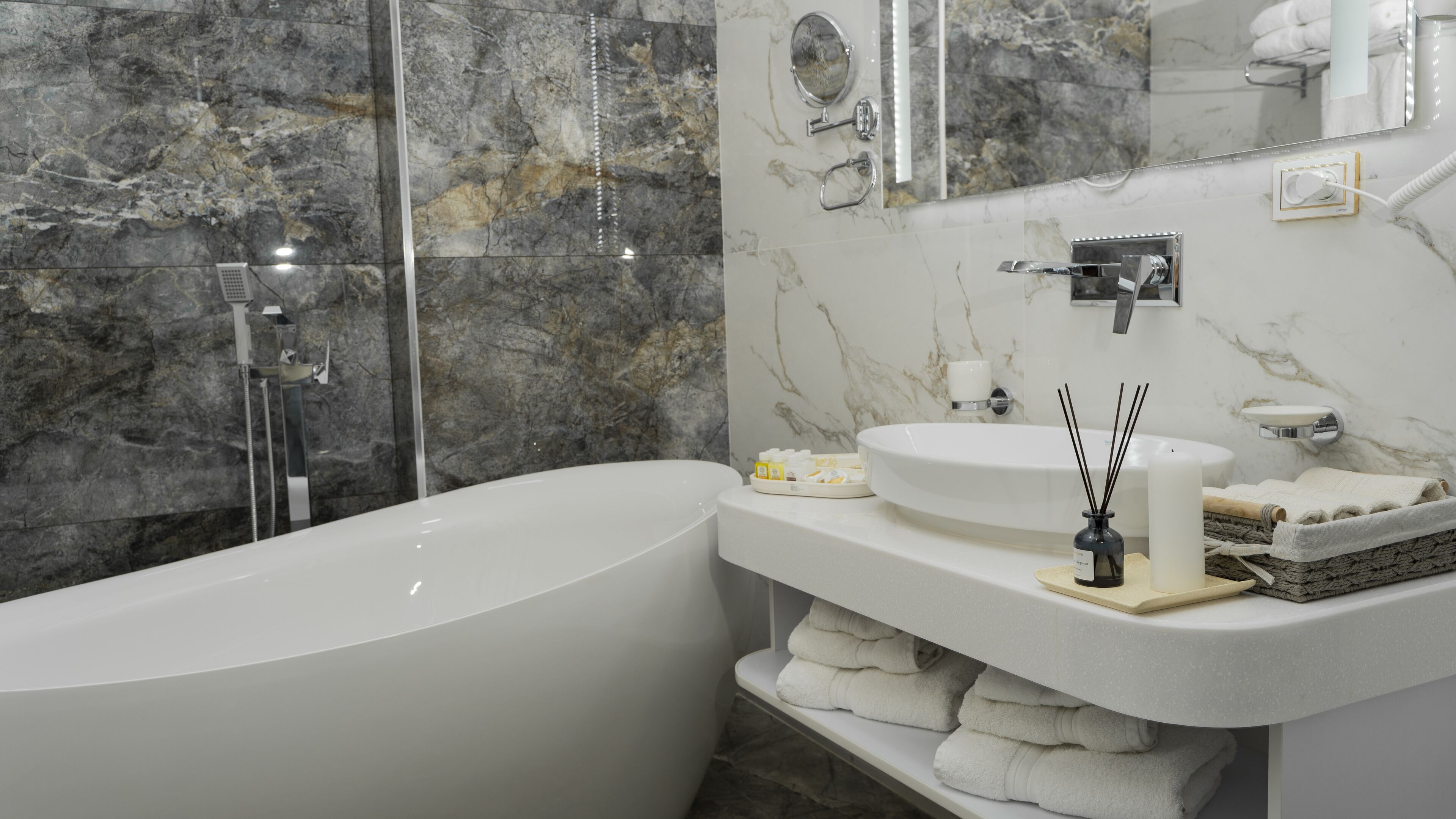 signature apartment | bathroom | free toiletries, hair dryer, bathrobes, slippers