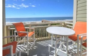 Outdoor dining - Aah, Awesome-OIBV 106-2 Story, Ocean Front Condo (Oak Island)